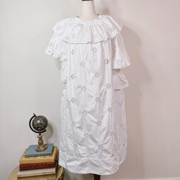 NWT Simone Rocha Frill Trim Midi Dress A Line Embroidered Eyelet Size US 4 - Picture 1 of 13